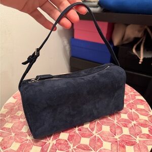 The Row navy suede 90s bag